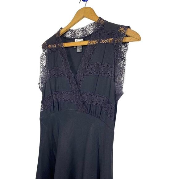 DKNY Black Lace Dress Size 10 Y2K Babydoll Vamp Grunge Whimsigoth Romantic VTG - Picture 5 of 9